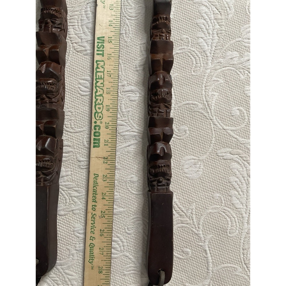 Vintage MCM Fork Spoon Kitchen Wall Decor Tiki Totem Pole Hand Carved Wood 29" - Picture 10 of 16